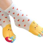 Women Cotton Toe Socks,five Finger Socks,Funny and Funky cartoon theme sport Toe Socks
