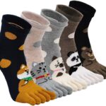 Women Toe Sock Cute Cat Dog Ankle Sock Cotton Athletic Running Five Finger Socks for Girls
