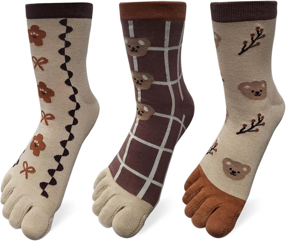 61WZJ9e3TnL._AC_SL1200_.jpg Women Girls Toe Socks Five Fingers Cute Colorful Ankle Athletic Running Toe Seperated - Image 1