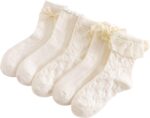Women's 5 Pairs Bow Lace Ruffle Ankle Socks
