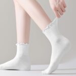 Womens Ruffle Ankle Socks Cute Lettuce Edge Crew Socks for Women - Image 2