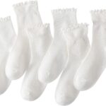 6 Pairs Ruffle Socks for Women Girls,Casual Cute Ankle Socks Breathable Knit Cotton Warm Soft Frilly Crew Socks