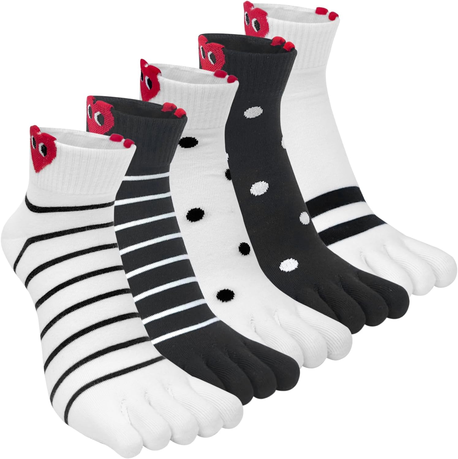 71j1jmLi3KL._AC_SL1500_.jpg Women Funny Toe Socks - Five Finger Low Cut Cartoon Toe Separated Cotton Running Ankle Socks - Image 1