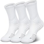 Compression Running Socks for men,  Anti-Blister Cushion Crew Socks for Athletic, Moisture Wicking & Seamless