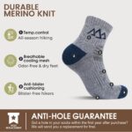 Wool Hiking Socks for Men & Women Quarter Ankle Compression Thick Cushion Breathable Anti Odor Socks, 5 Pairs - Image 2