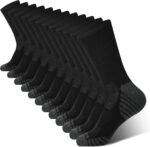 Men's Crew Socks Athletic Running Sports Socks, Cushioned Moisture Wicking, Breathable Arch Support 6 Pack