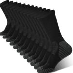Men's Crew Socks Athletic Running Sports Socks, Cushioned Moisture Wicking, Breathable Arch Support 6 Pack