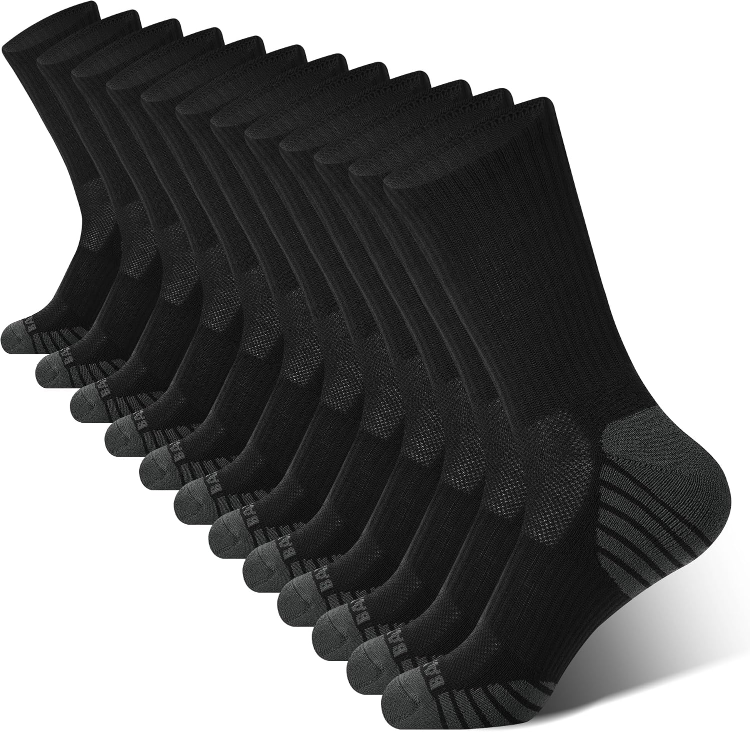 81oRPbVGMML._AC_SL1500_.jpg Men's Crew Socks Athletic Running Sports Socks, Cushioned Moisture Wicking, Breathable Arch Support 6 Pack - Image 1