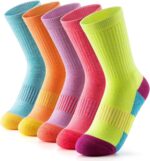 Women Socks Hiking Running Thick Cushion Athletic Crew Socks 5-Pair