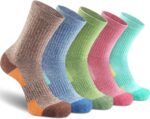 Women Socks Hiking Running Thick Cushion Athletic Crew Socks 5-Pair