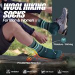 Wool Hiking Socks for Men & Women 5 Pairs Thermal Warm Winter Thick Cushion Moisture Wicking Crew Boot Socks - Image 2