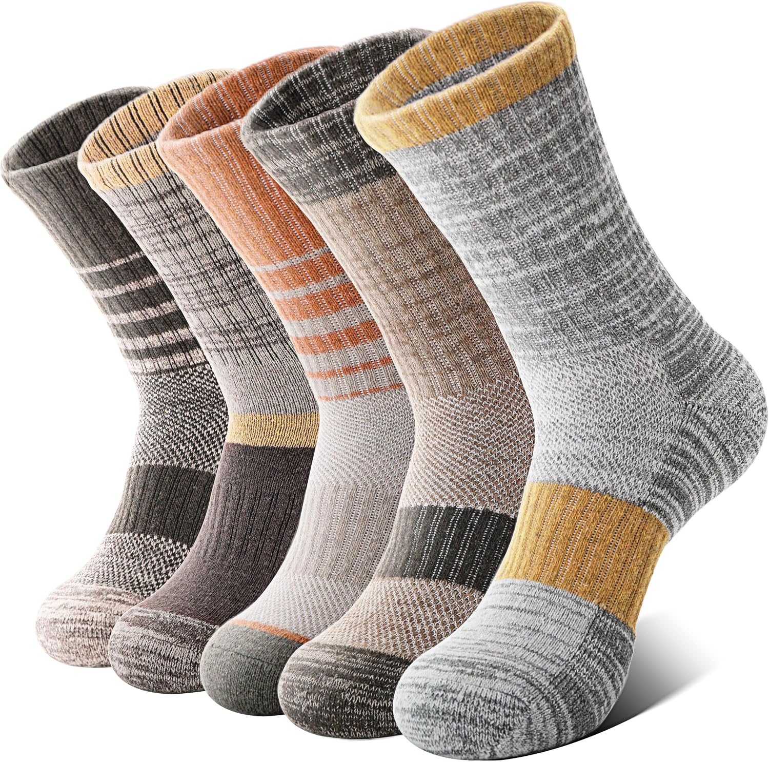 91LGZd27nvL._AC_SL1500_.jpg Wool Hiking Socks for Women Thermal Winter Warm Boot Work Cushion Socks 5 Pairs - Image 1