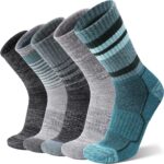 Wool Hiking Socks for Men & Women 5 Pairs Thermal Warm Winter Thick Cushion Moisture Wicking Crew Boot Socks