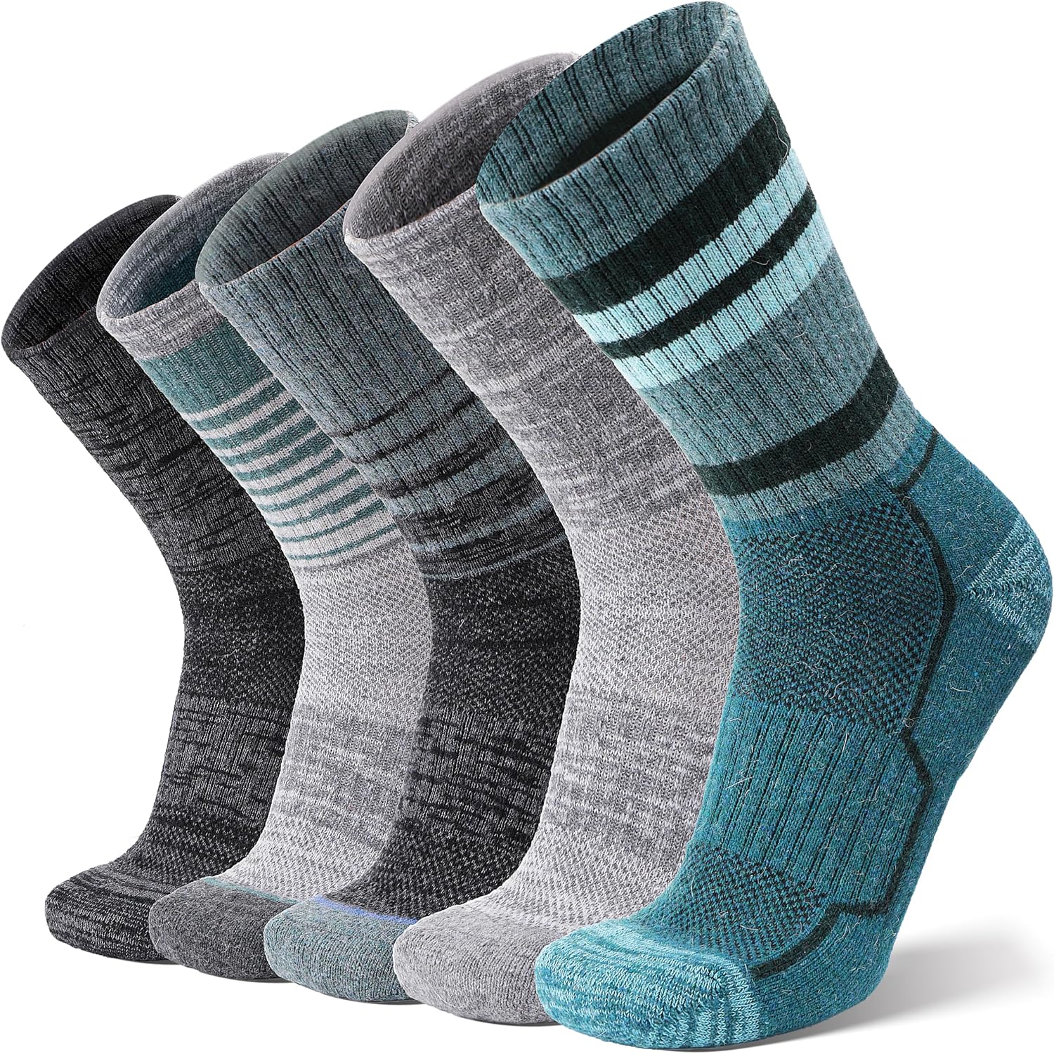 A1n8sbDTntL._AC_SL1500_.jpg Wool Hiking Socks for Men & Women 5 Pairs Thermal Warm Winter Thick Cushion Moisture Wicking Crew Boot Socks - Image 1